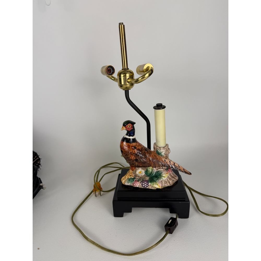 Fitz and Floyd Table Lamp Frederick Cooper Pheasant Vintage Ceramic Brass - Picture 5 of 16